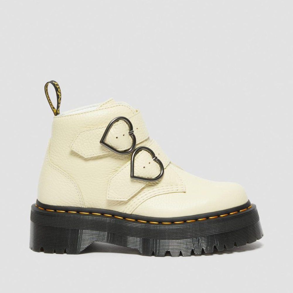 Dr. Martens Devon Heart Buckle Leather Platform Boots - Picture 12 of 14